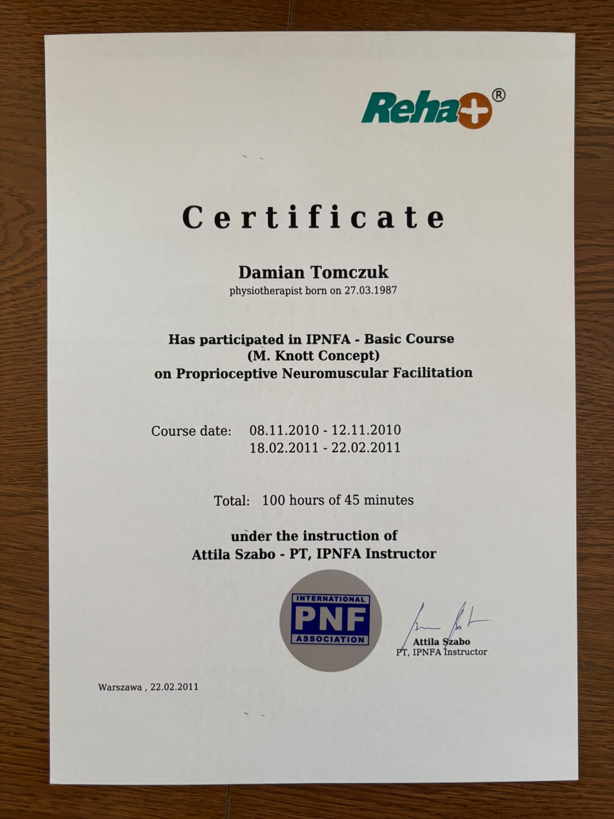 PNF — IPNFA Basic Course (Certificate)