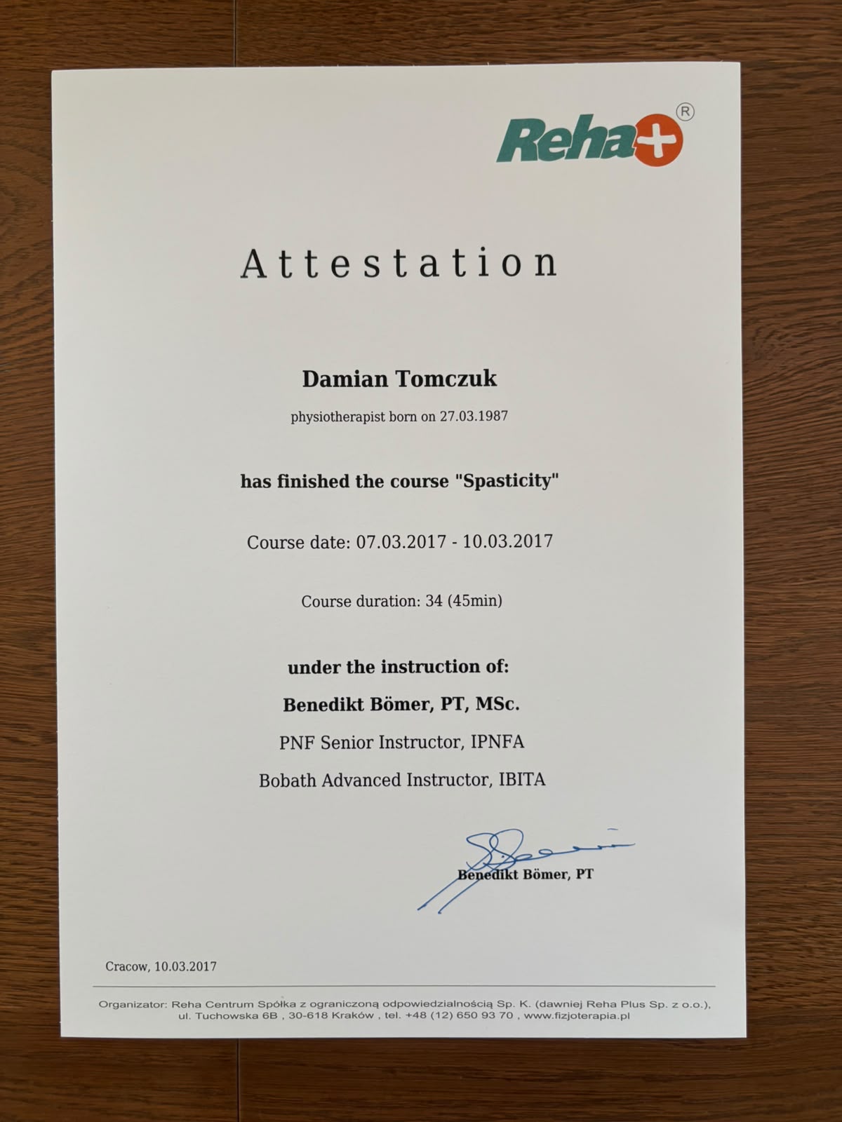 Spasticity — Attestation