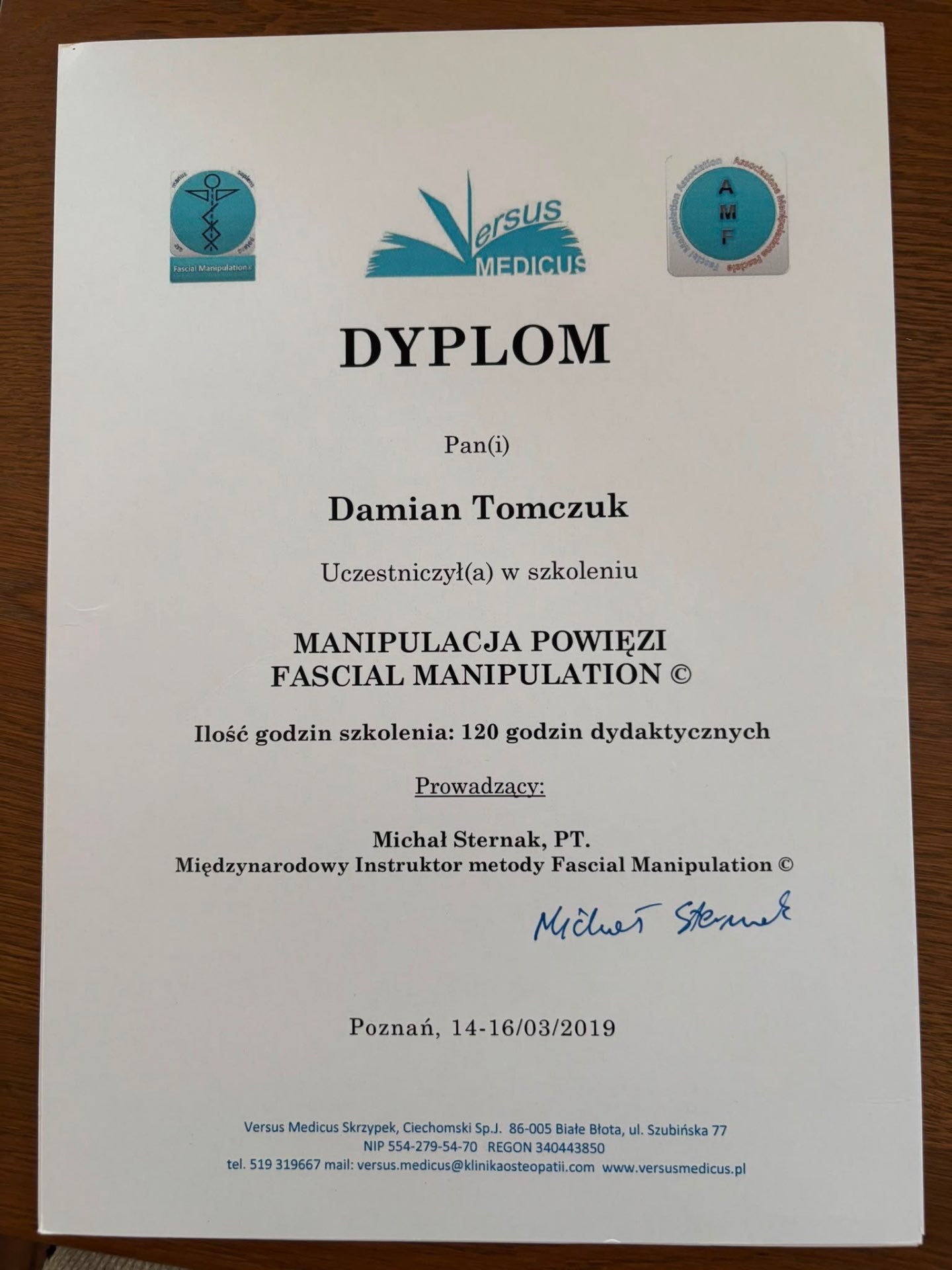 Manipulacja Powięzi — Fascial Manipulation, 120 godz.