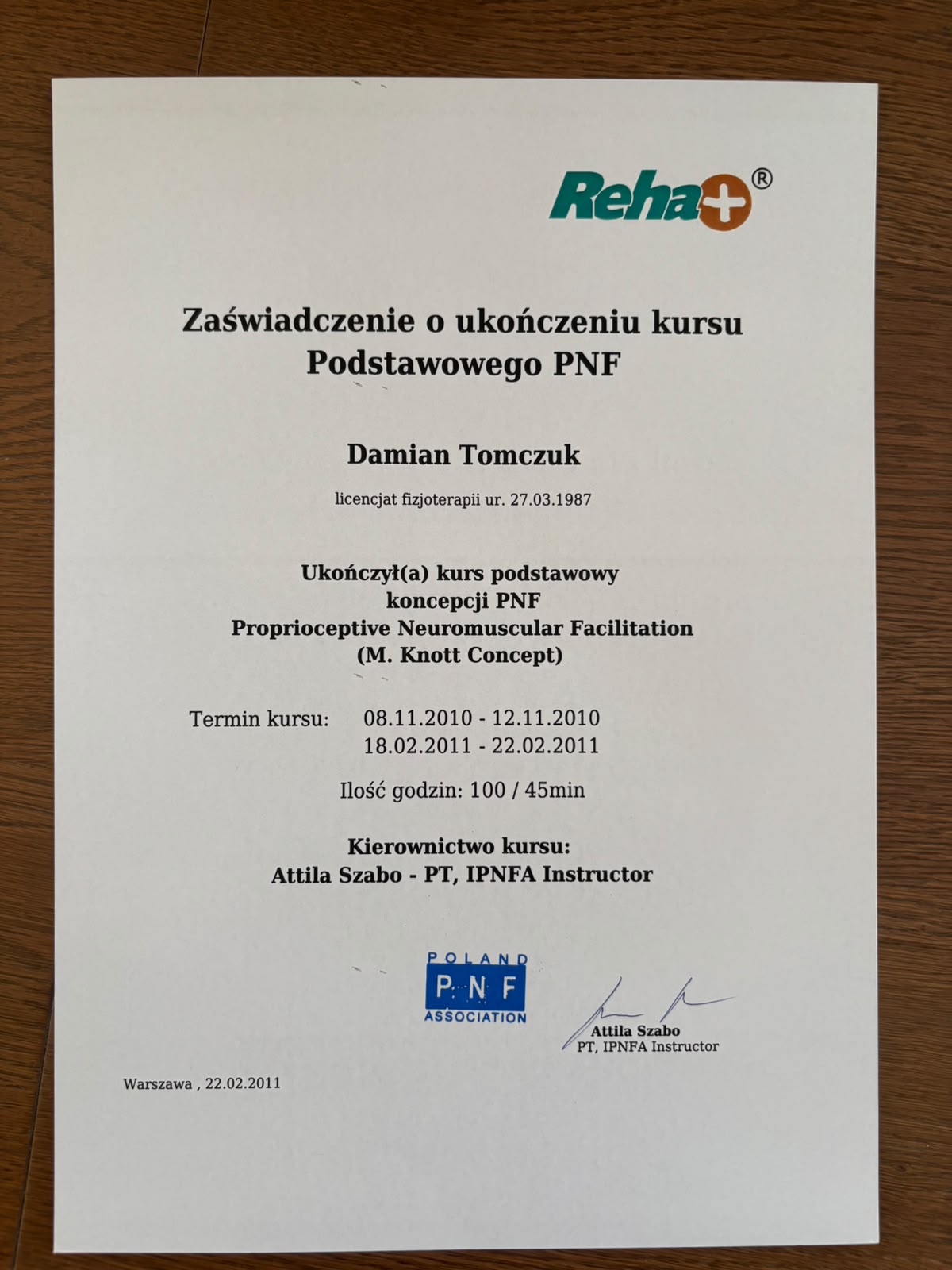 PNF — kurs podstawowy