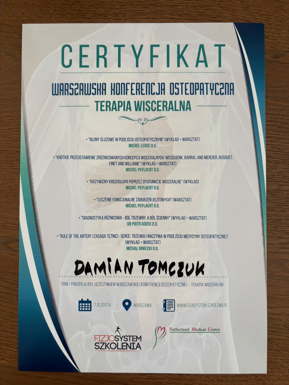 Warszawska Konferencja Osteopatyczna — Terapia Wisceralna
