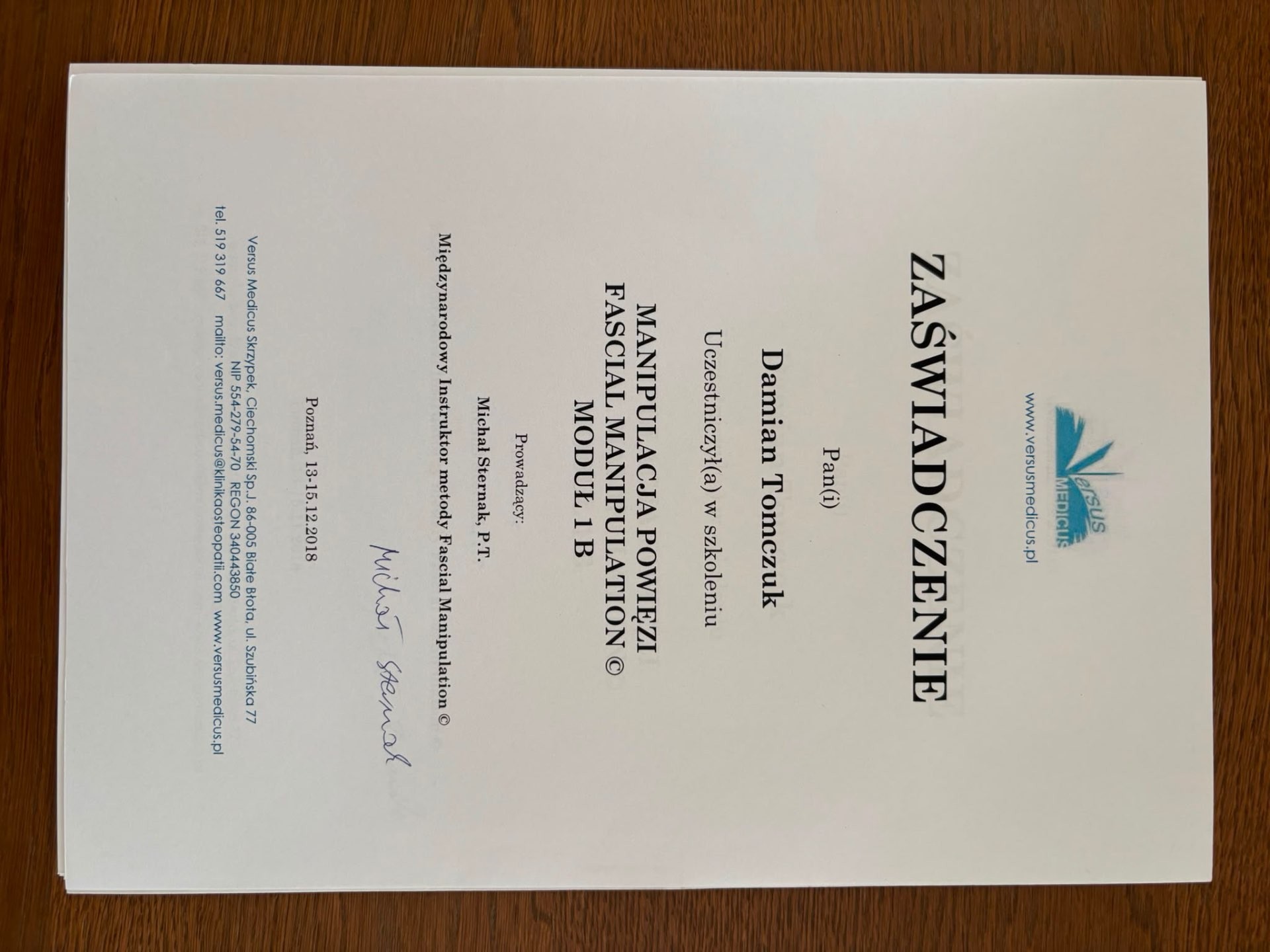 Manipulacja Powięzi — Fascial Manipulation, Moduł 1B