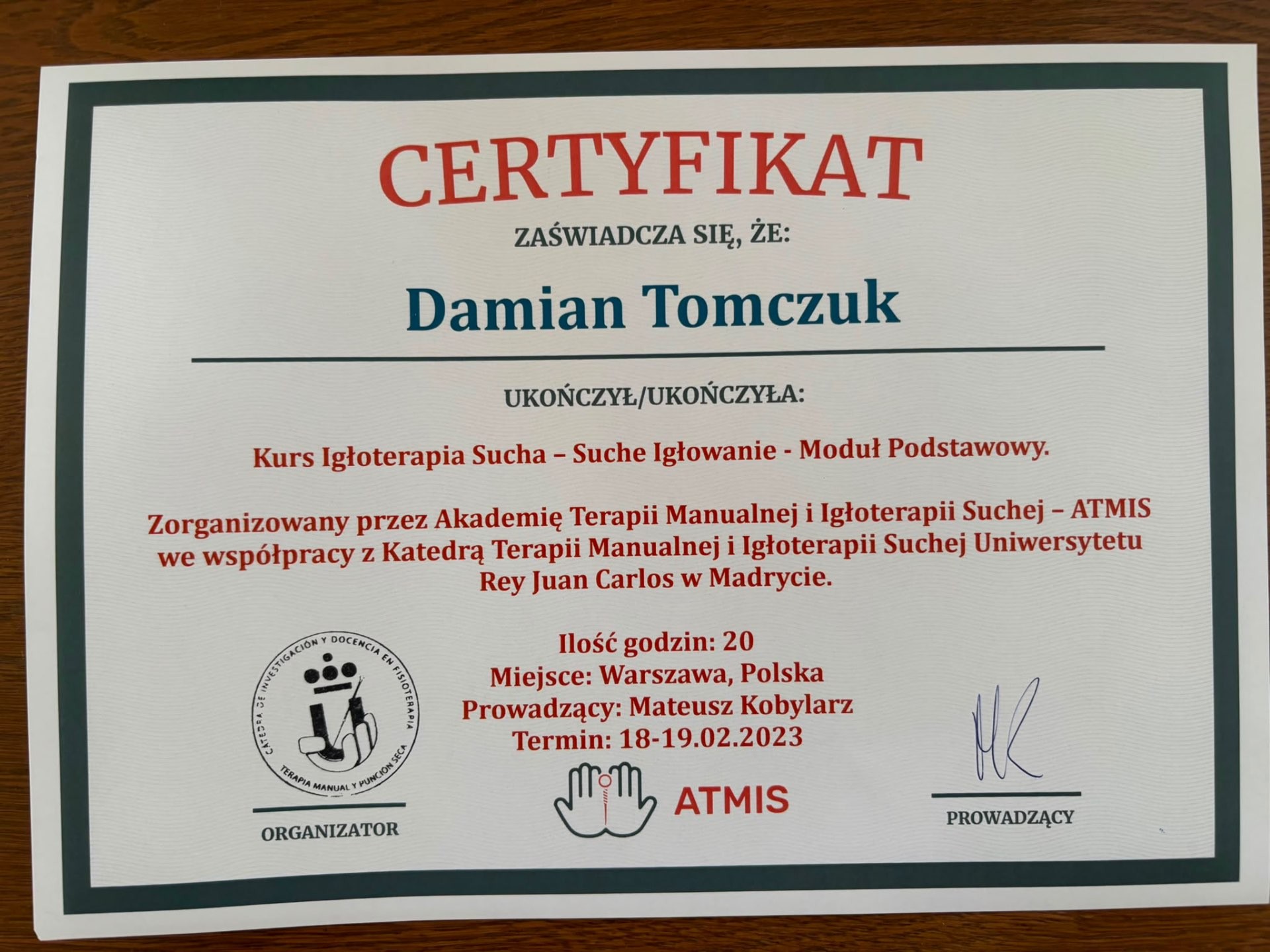 Igłoterapia Sucha — Moduł Podstawowy